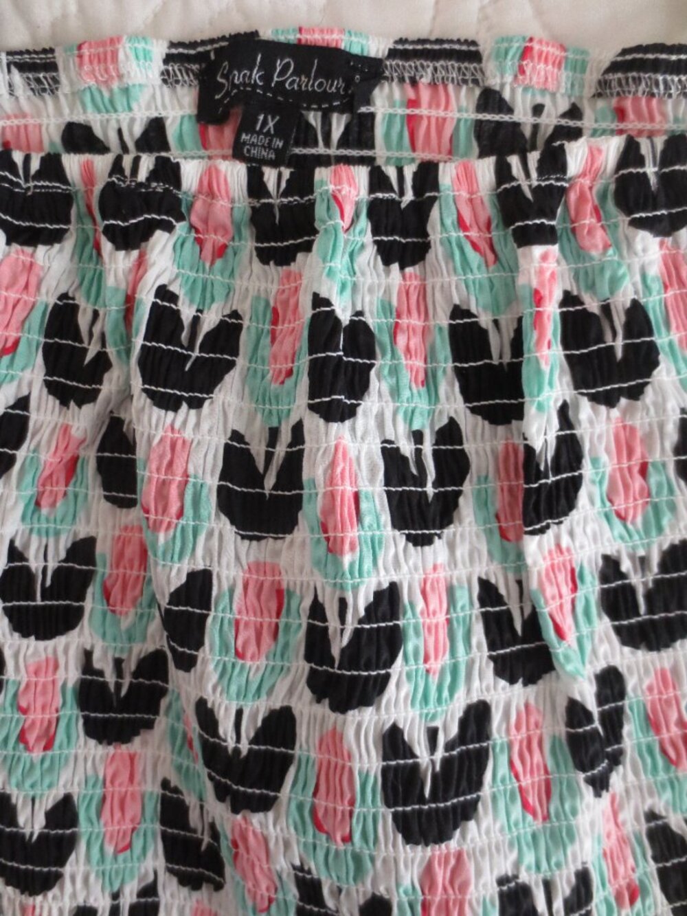 Smak Parlour Coquette Black & Pink Tulip Print Cotton Crop Top - Picture 6 of 7